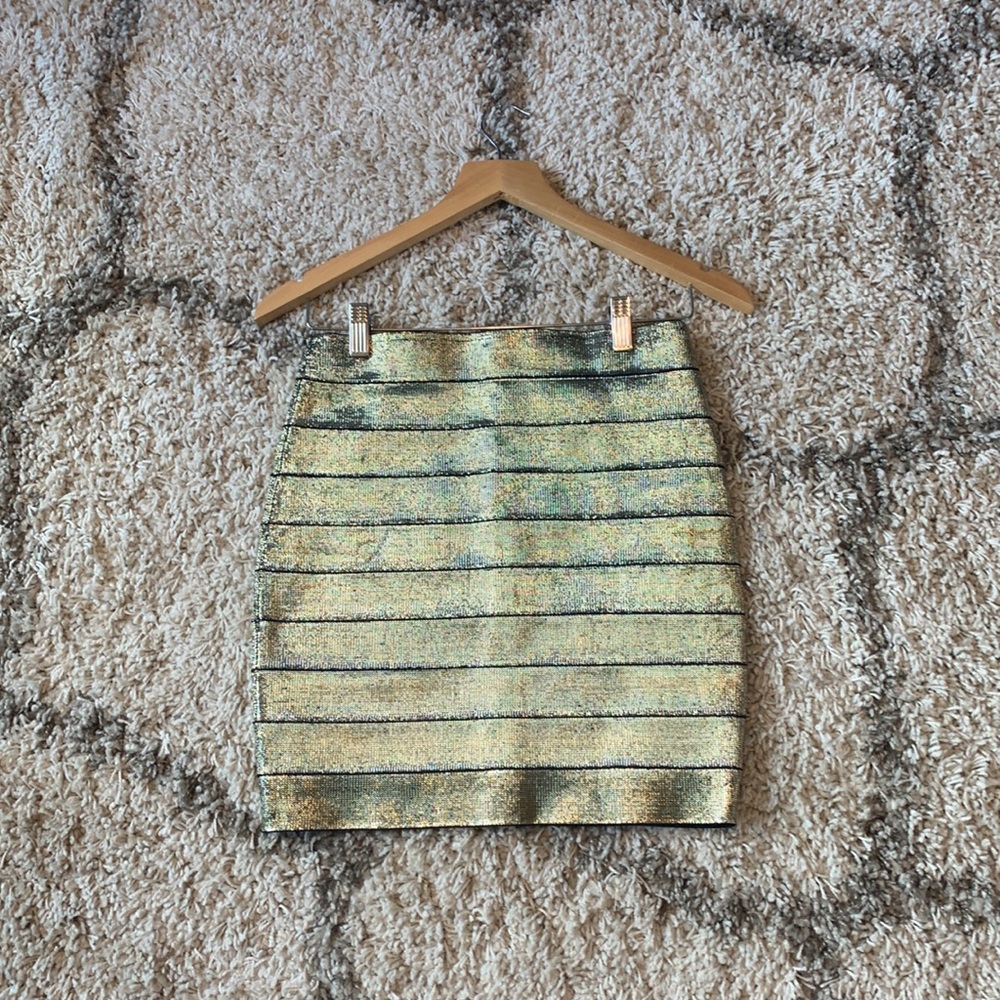 Forever 21 Gold Shimmer Mini Skirt